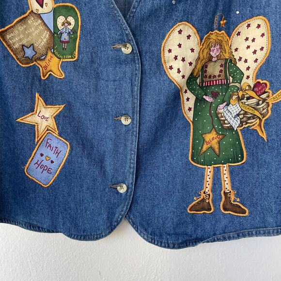 Quacker Factory Denim Angel buttondown vest - Picture 4 of 10